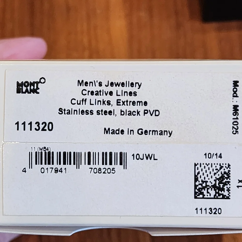 $430 New 100% Auth Montblanc Cufflinks Stainless Steel with black PVD